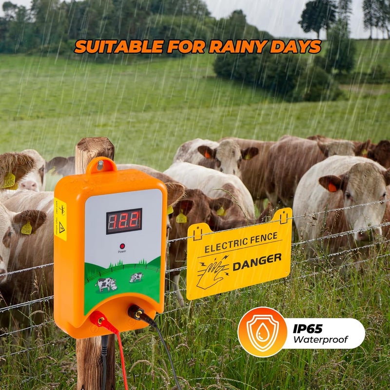 CURECURE Electric Fence Charger, 3Joules/12KV, Easy Installation, 6 Miles Rang, 3 Power Options, LED Display Monitors Electric Fence, Use for Livestock, Pet, Farm, Garden - Image 3
